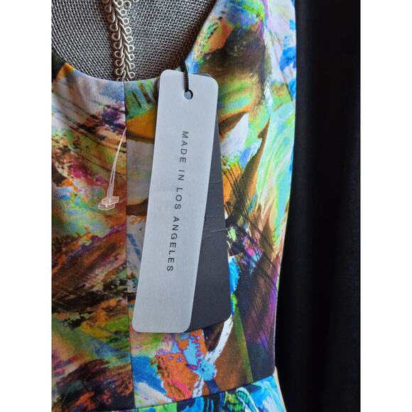 Black Halo Multicolor Abstract Floral Print Mini Dress, SZ 10, NWT - Picture 3 of 8